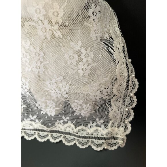 Vtg Handmade Little Girl Wedding Dress Doll With Long Lace Train And Pearl Beads - Picture 8 of 10